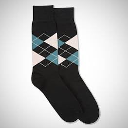 Petal & Teal Blue Black Argyle Socks